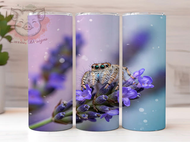 Cute Jumping Spider 20oz Gothic Tumbler Wrap, Lavender Aesthetic Tumbler, 20oz Tumbler Design, Sublimation Tumbler Wrap, Gothic Spider Tumbler, Kawaii Spider Tumbler Sublimation Lara' s Designs 
