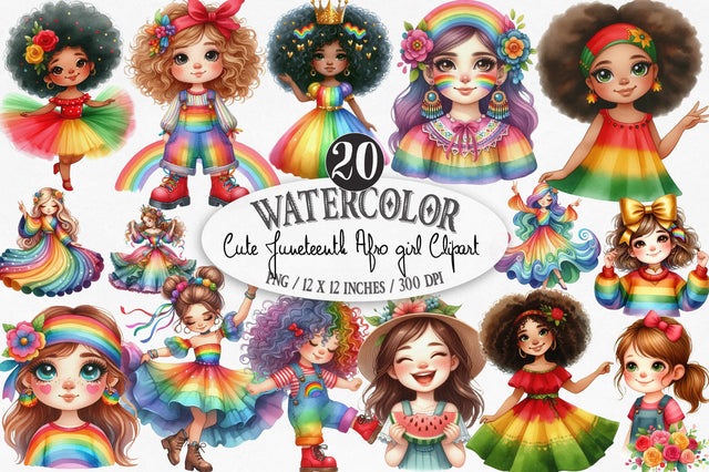 Cute Juneteenth Afro Girl Clipart Sublimation SVGista 