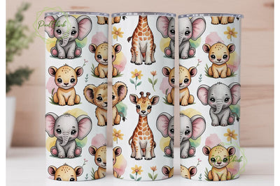 Cute Jungle Babies 20oz Tumbler Wrap Sublimation PixelChick 