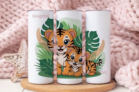 Cute Jungle Tigers 20oz Tumbler Wrap Sublimation DesignSVG 