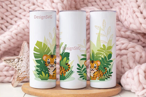 Cute Jungle Tigers 20oz Tumbler Wrap Sublimation DesignSVG 