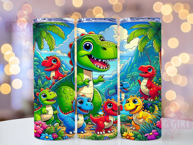 Cute Jurassic Dinosaur Kids Tumbler Wrap, Kids Dino Tumbler, 20oz Sublimation Tumbler, Cute Dinosaur Tumbler, Prehistoric Tumbler Design, Jurassic Theme Tumbler, Fun Dino Print Tumbler Sublimation SvggirlplusArt 