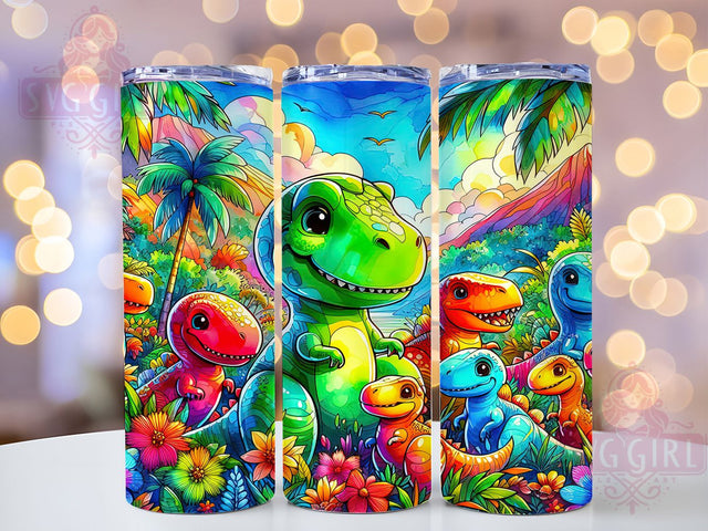 Cute Jurassic Dinosaur Kids Tumbler Wrap, Kids Dino Tumbler, 20oz Sublimation Tumbler, Cute Dinosaur Tumbler, Prehistoric Tumbler Design, Jurassic Theme Tumbler, Fun Dino Print Tumbler Sublimation SvggirlplusArt 
