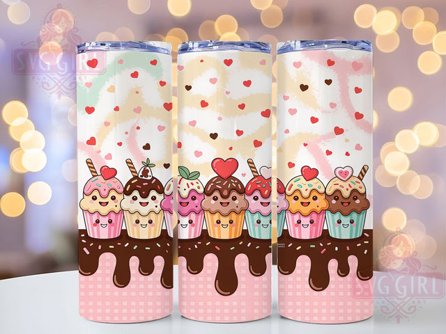 Cute Kawaii Boba Tea Tumbler, Kawaii Bubble Wrap, Pastel Drink Sublimation, Cute Chocolate Frosting Cup, 20Oz Skinny Tumbler Wrap, Sweet Kawaii Mug, Adorable Boba Design Sublimation SvggirlplusArt 