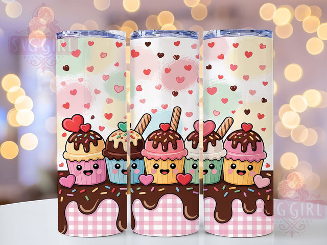 Cute Kawaii Boba Tea Tumbler, Kawaii Bubble Wrap, Pastel Drink Sublimation, Cute Chocolate Frosting Cup, 20Oz Skinny Tumbler Wrap, Sweet Kawaii Mug, Adorable Boba Design Sublimation SvggirlplusArt 