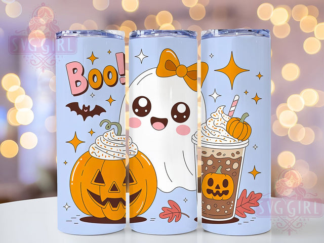 Cute Kawaii Boo Ghost Halloween Tumbler, Cute Halloween Sublimation Design, 20oz Ghost Cup Wrap, Pastel Spooky Season Wrap, Kawaii Ghost Tumbler, Trick or Treat Drinkware, Friendly Ghost Wrap Sublimation SvggirlplusArt 