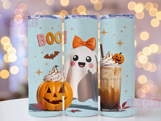 Cute Kawaii Boo Ghost Halloween Tumbler, Cute Halloween Sublimation Design, 20oz Ghost Cup Wrap, Pastel Spooky Season Wrap, Kawaii Ghost Tumbler, Trick or Treat Drinkware, Friendly Ghost Wrap Sublimation SvggirlplusArt 