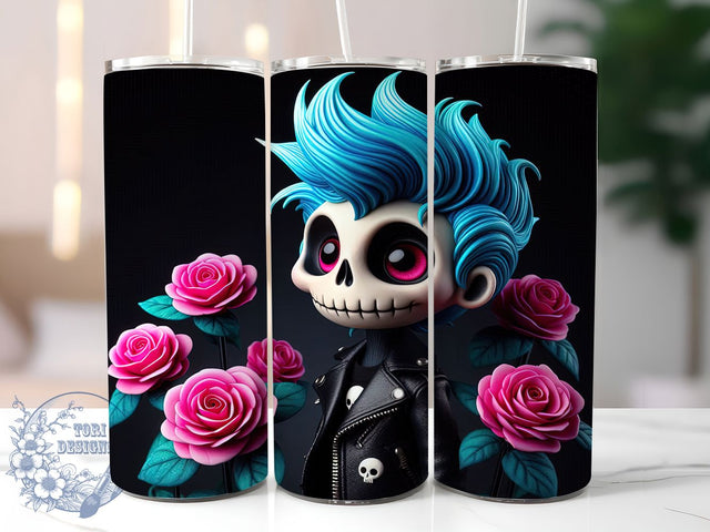 Cute Kawaii Cartoon Zombie Tumbler, Kawaii Halloween Wrap, 20Oz Skinny Tumbler, Funny Undead Sublimation, Adorable Spooky Tumbler, Cartoon Zombie Wrap, Playful Halloween Design Sublimation ToriDesigns 