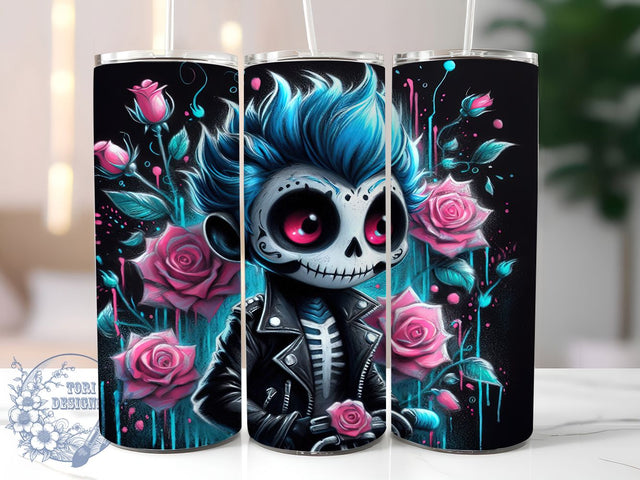 Cute Kawaii Cartoon Zombie Tumbler, Kawaii Halloween Wrap, 20Oz Skinny Tumbler, Funny Undead Sublimation, Adorable Spooky Tumbler, Cartoon Zombie Wrap, Playful Halloween Design Sublimation ToriDesigns 