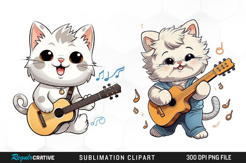 Cute Kawaii Cat Clipart Bundle Sublimation Regulrcrative 