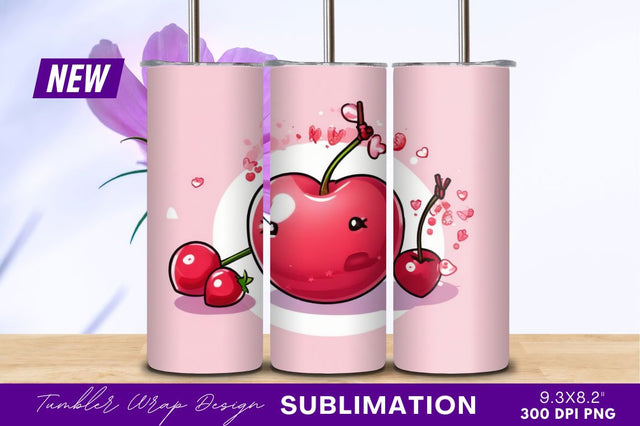 Cute Kawaii Cherries With Hearts Tumbler Png Sublimation Regulrcrative 