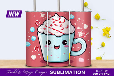Cute Kawaii Christmas Tumbler With Whipped Cream Sublimation Regulrcrative 
