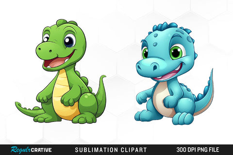 Cute Kawaii Dinosaurs Clipart Bundle Sublimation Regulrcrative 