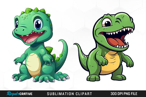 Cute Kawaii Dinosaurs Clipart Bundle Sublimation Regulrcrative 