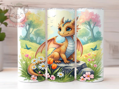 Cute Kawaii Fantasy Dragon Tumbler, Dragon Tumbler Wrap, 20oz Sublimation, Fantasy Dragon Cup, Kawaii Dragon Design, Dragon Lover Gift, Whimsical Drinkware Sublimation Lara' s Designs 
