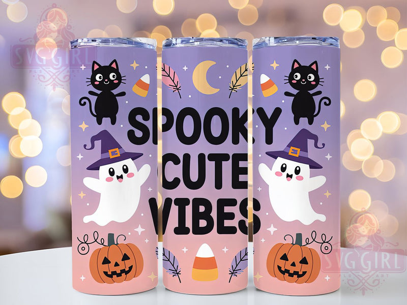 Cute Kawaii Ghost Halloween Tumbler, Spooky Halloween Cup, Ghost Lovers Gift, 20Oz Sublimation Wrap, Charming Ghost Design, Kawaii Halloween Drinkware, Pastel Spooky Tumbler Sublimation SvggirlplusArt 
