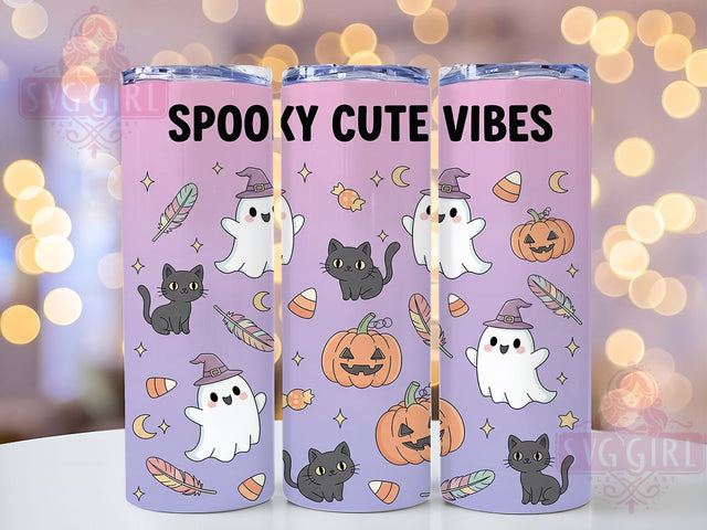Cute Kawaii Ghost Halloween Tumbler, Spooky Halloween Cup, Ghost Lovers Gift, 20Oz Sublimation Wrap, Charming Ghost Design, Kawaii Halloween Drinkware, Pastel Spooky Tumbler Sublimation SvggirlplusArt 