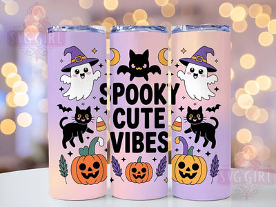 Cute Kawaii Ghost Halloween Tumbler, Spooky Halloween Cup, Ghost Lovers Gift, 20Oz Sublimation Wrap, Charming Ghost Design, Kawaii Halloween Drinkware, Pastel Spooky Tumbler Sublimation SvggirlplusArt 