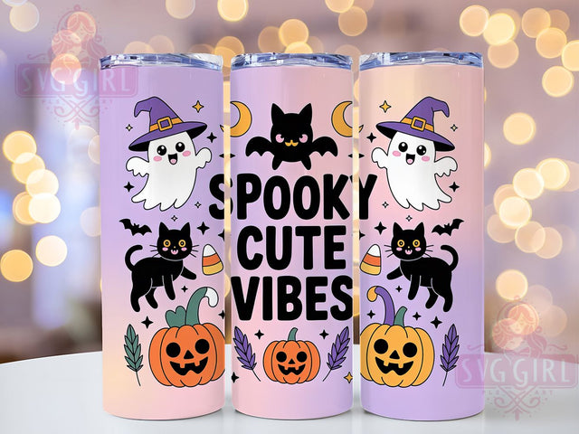 Cute Kawaii Ghost Halloween Tumbler, Spooky Halloween Cup, Ghost Lovers Gift, 20Oz Sublimation Wrap, Charming Ghost Design, Kawaii Halloween Drinkware, Pastel Spooky Tumbler Sublimation SvggirlplusArt 