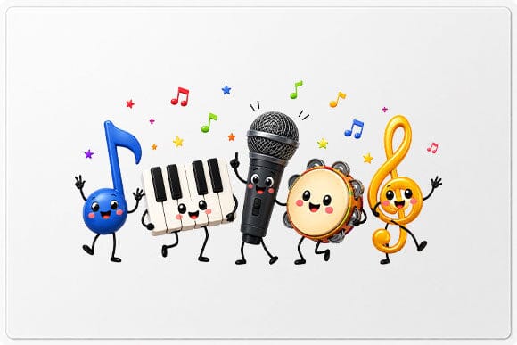 Cute Kawaii Music Instruments PNG Music Teacher Digital Download SVG BillahCrafts 