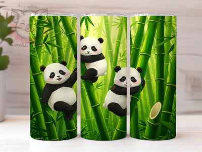 Cute Kawaii Panda Tumbler Wrap, Adorable Bear Mug, Kawaii Panda Cup, Bamboo Forest Design, Playful Animal Wrap, Panda Lover Gift, Sublimation Tumbler Wrap Sublimation Lara' s Designs 