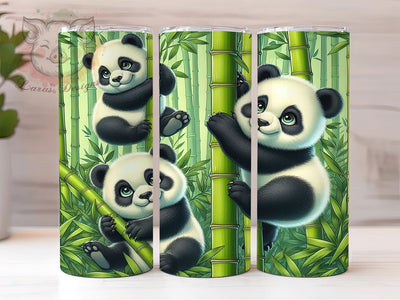 Cute Kawaii Panda Tumbler Wrap, Adorable Bear Mug, Kawaii Panda Cup, Bamboo Forest Design, Playful Animal Wrap, Panda Lover Gift, Sublimation Tumbler Wrap Sublimation Lara' s Designs 