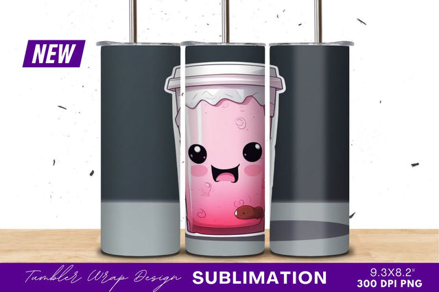 Cute kawaii pink drink tumbler png Sublimation Regulrcrative 