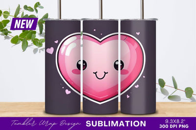 Cute kawaii pink heart character illustration Sublimation Regulrcrative 