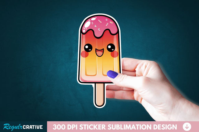 Cute Kawaii Popsicle Sticker Clipart Sublimation Regulrcrative 