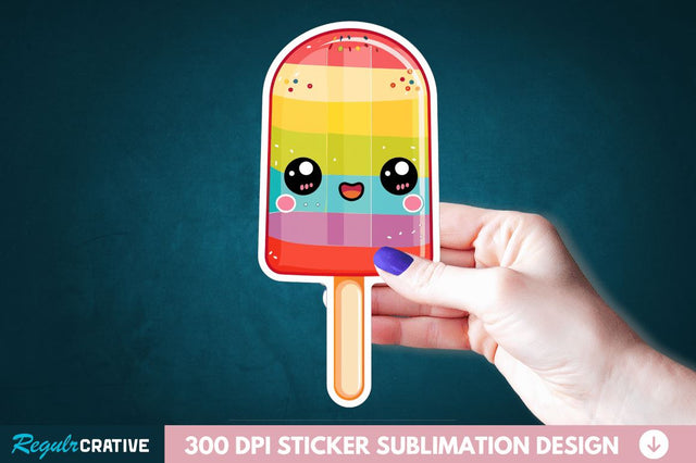 Cute Kawaii Popsicle Sticker Clipart Sublimation Regulrcrative 