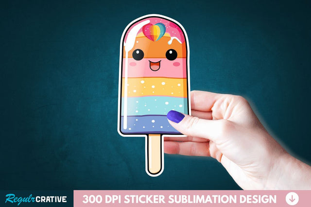 Cute Kawaii Popsicle Sticker Clipart Sublimation Regulrcrative 