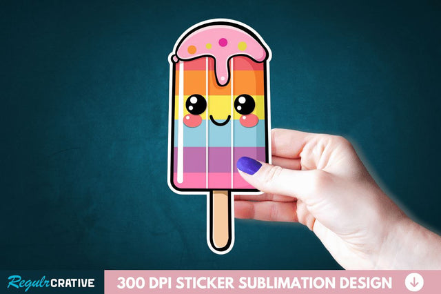 Cute Kawaii Popsicle Sticker Clipart Sublimation Regulrcrative 