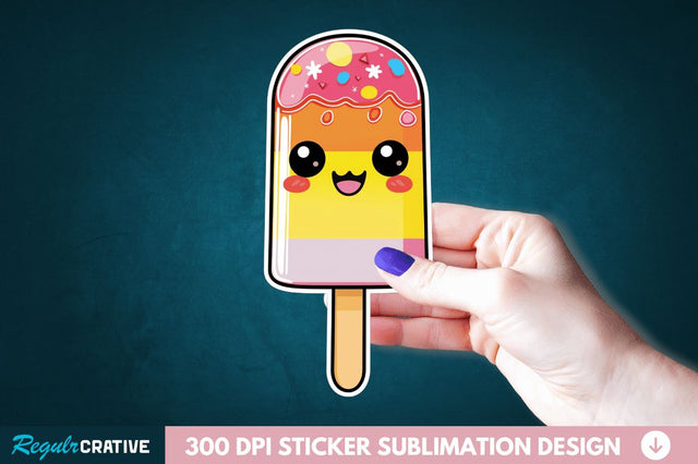 Cute Kawaii Popsicle Sticker Clipart Sublimation Regulrcrative 