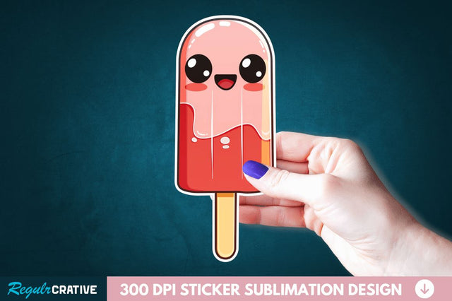 Cute Kawaii Popsicle Sticker Clipart Sublimation Regulrcrative 
