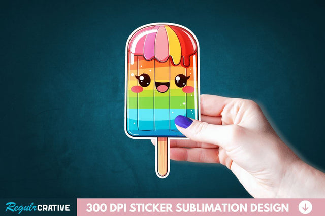 Cute Kawaii Popsicle Sticker Clipart Sublimation Regulrcrative 