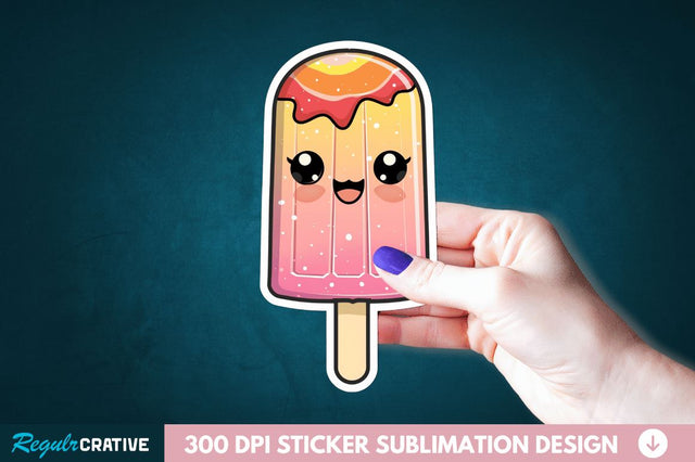 Cute Kawaii Popsicle Sticker Clipart Sublimation Regulrcrative 