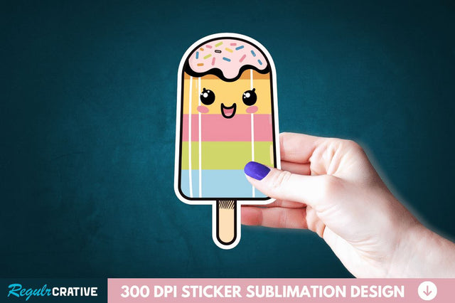 Cute Kawaii Popsicle Sticker Clipart Sublimation Regulrcrative 