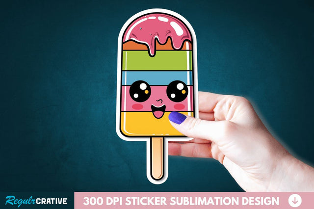 Cute Kawaii Popsicle Sticker Clipart Sublimation Regulrcrative 
