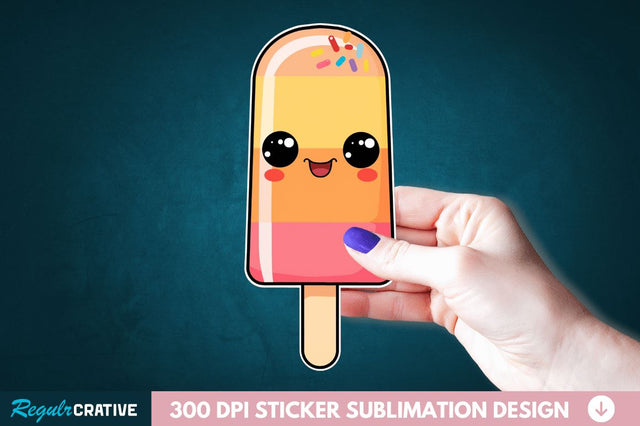 Cute Kawaii Popsicle Sticker Clipart Sublimation Regulrcrative 