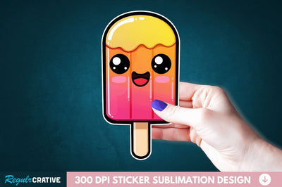 Cute Kawaii Popsicle Sticker Clipart Sublimation Regulrcrative 