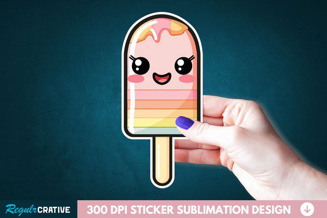 Cute Kawaii Popsicle Sticker Clipart Sublimation Regulrcrative 