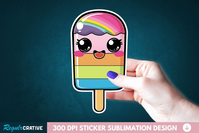 Cute Kawaii Popsicle Sticker Clipart Sublimation Regulrcrative 
