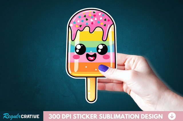 Cute Kawaii Popsicle Sticker Clipart Sublimation Regulrcrative 