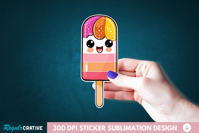 Cute Kawaii Popsicle Sticker Clipart Sublimation Regulrcrative 
