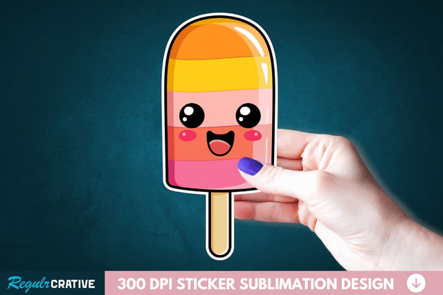 Cute Kawaii Popsicle Sticker Clipart Sublimation Regulrcrative 