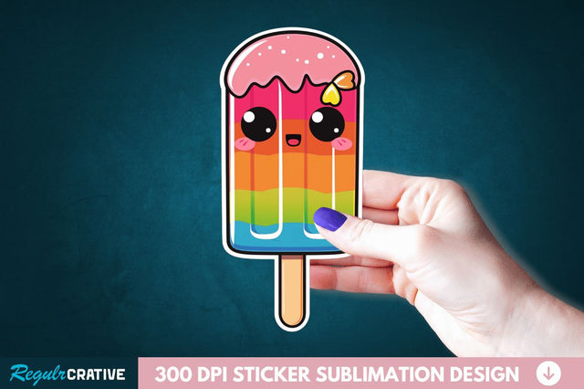 Cute Kawaii Popsicle Sticker Clipart Sublimation Regulrcrative 