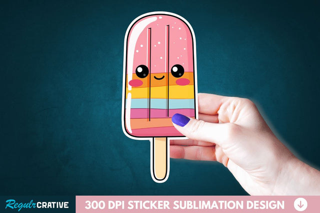 Cute Kawaii Popsicle Sticker Clipart Sublimation Regulrcrative 