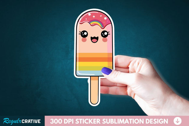 Cute Kawaii Popsicle Sticker Clipart Sublimation Regulrcrative 