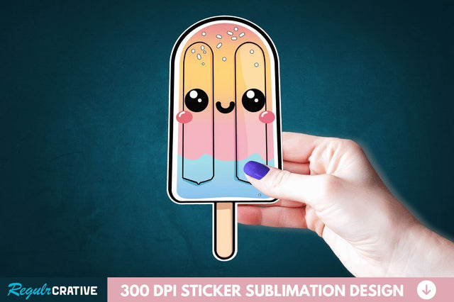 Cute Kawaii Popsicle Sticker Clipart Sublimation Regulrcrative 