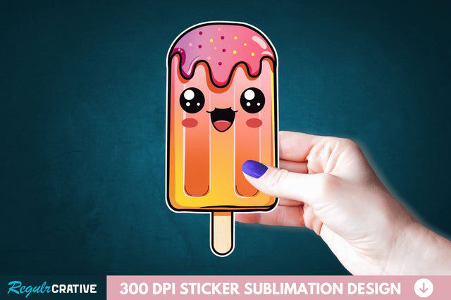 Cute Kawaii Popsicle Sticker Clipart Sublimation Regulrcrative 